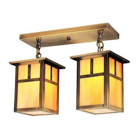 Arroyo Craftsman 6" mission 2 light ceiling mount with T-bar overlay MCM-6/2TGW-S